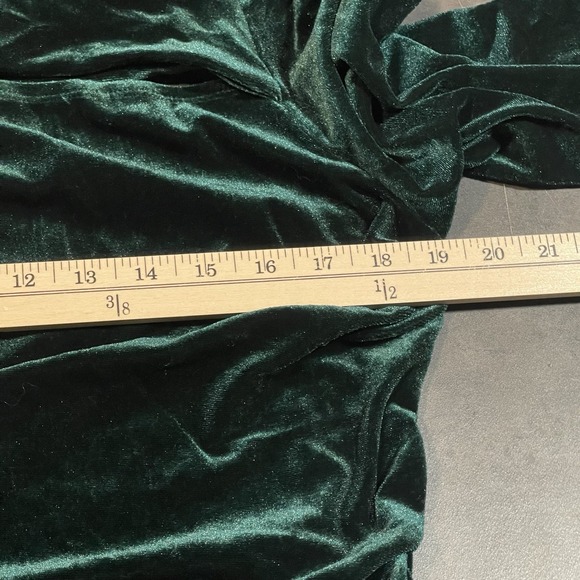 Womens Green Velour Bodysuit‎ Sz 2xl Ruched  Snap Crotch Kate Kasin F-37 NWT - Picture 4 of 5